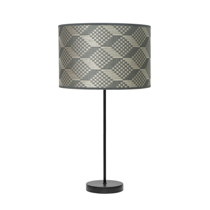 Lámpara de noche fabricada en metal color negro y textil gris
