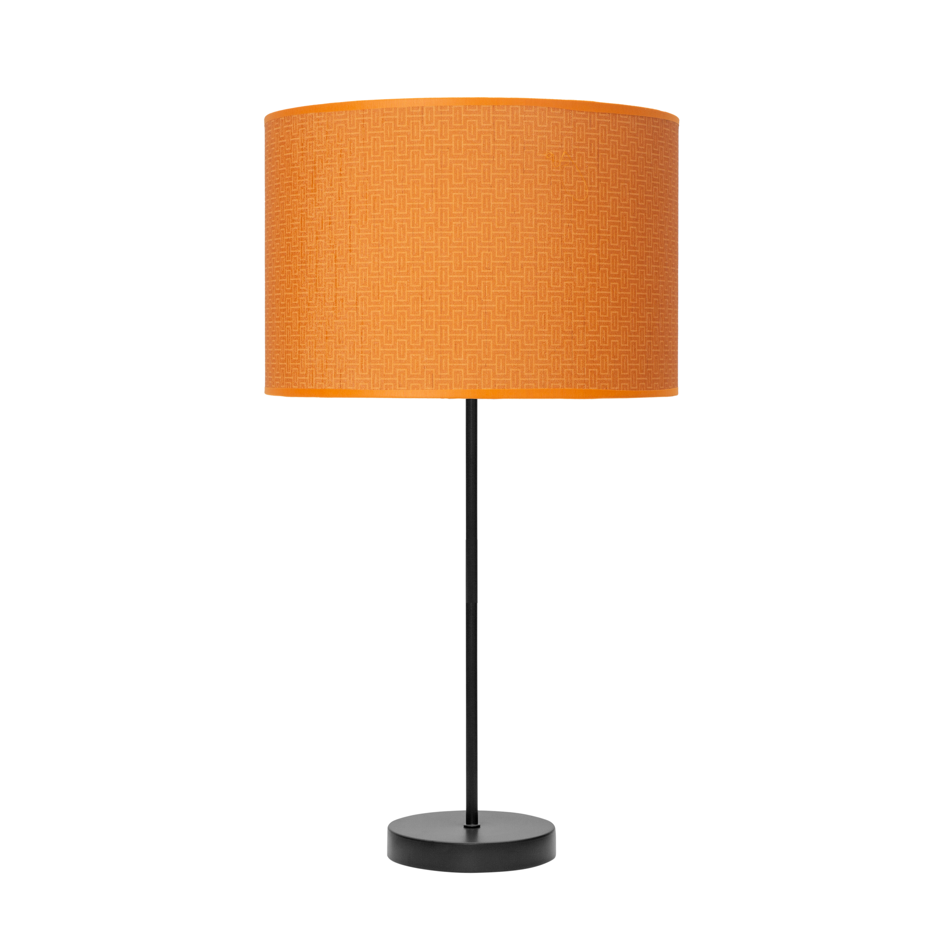 Sobremesa MODA fabricada en metal negro y textil naranja, ideal para dormitorios