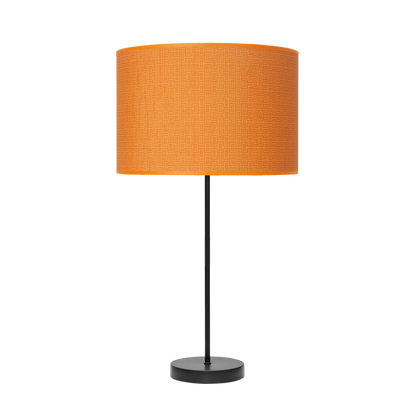 Sobremesa MODA fabricada en metal negro y textil naranja, ideal para dormitorios
