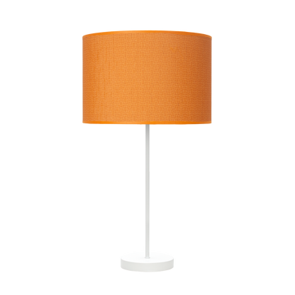 Lámpara fabricada en metal y textil color blanco y naranja, estilo moderno