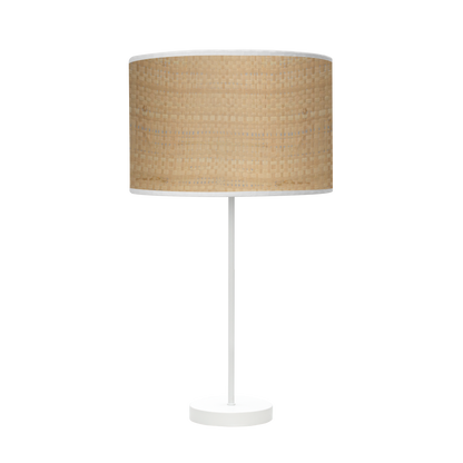 Lámpara Moda fabricada en Metal color Blanco con pantalla Textil Cañizo Claro