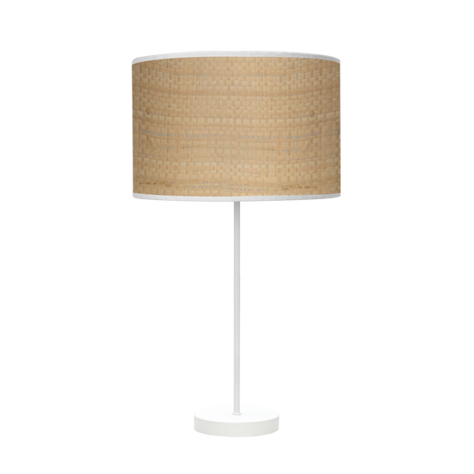 Lámpara Moda fabricada en Metal color Blanco con pantalla Textil Cañizo Claro