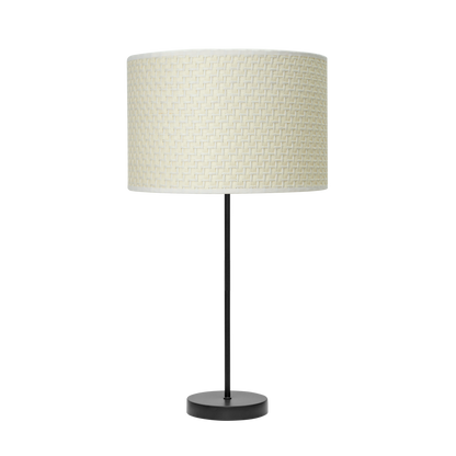 Lámpara fabricada en metal y textil color negro y cañizo blanco