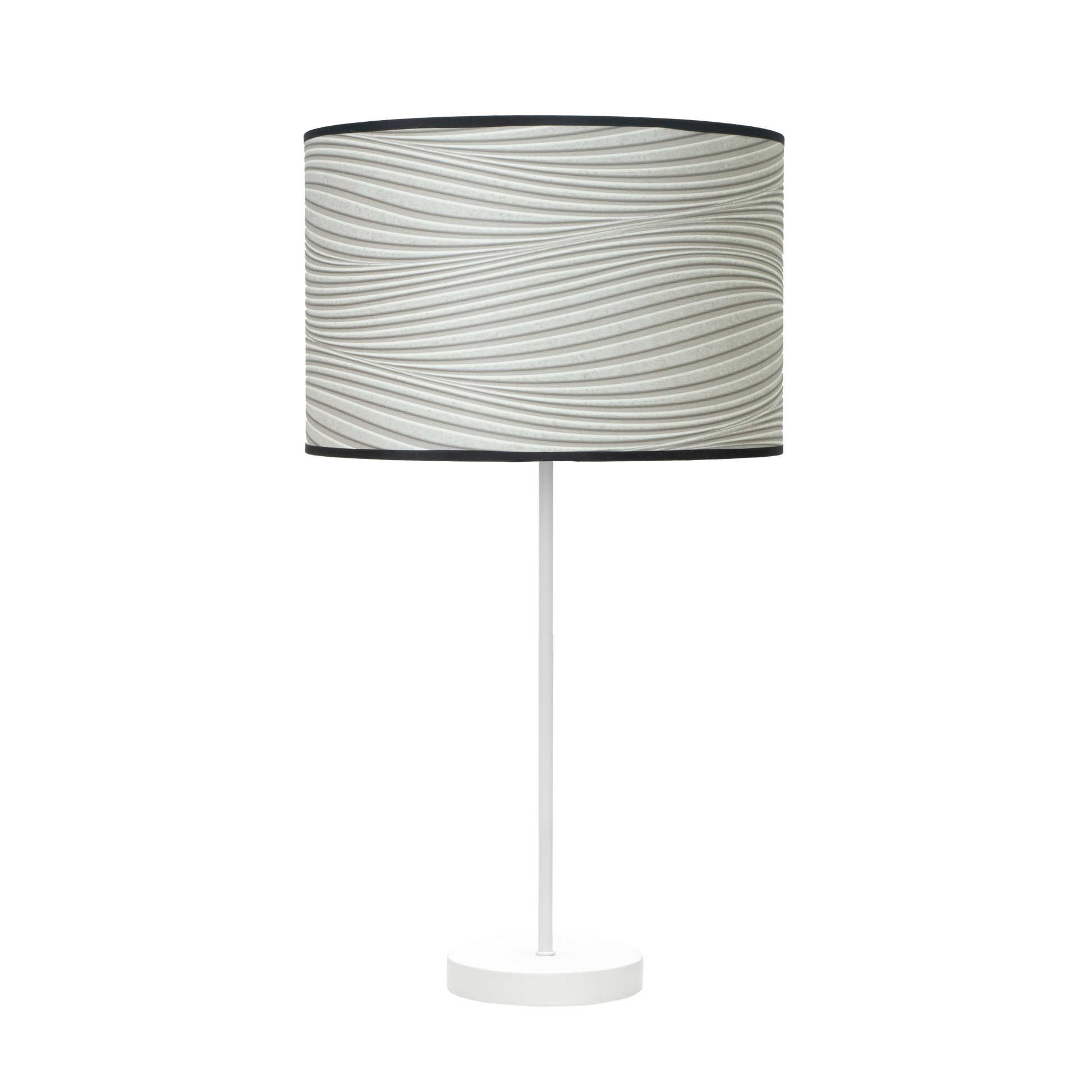 Lámpara de mesa Moda fabricada en metal color blanco con pantalla gris