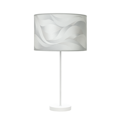 Lámpara fabricada en metal color blanco y textil gris