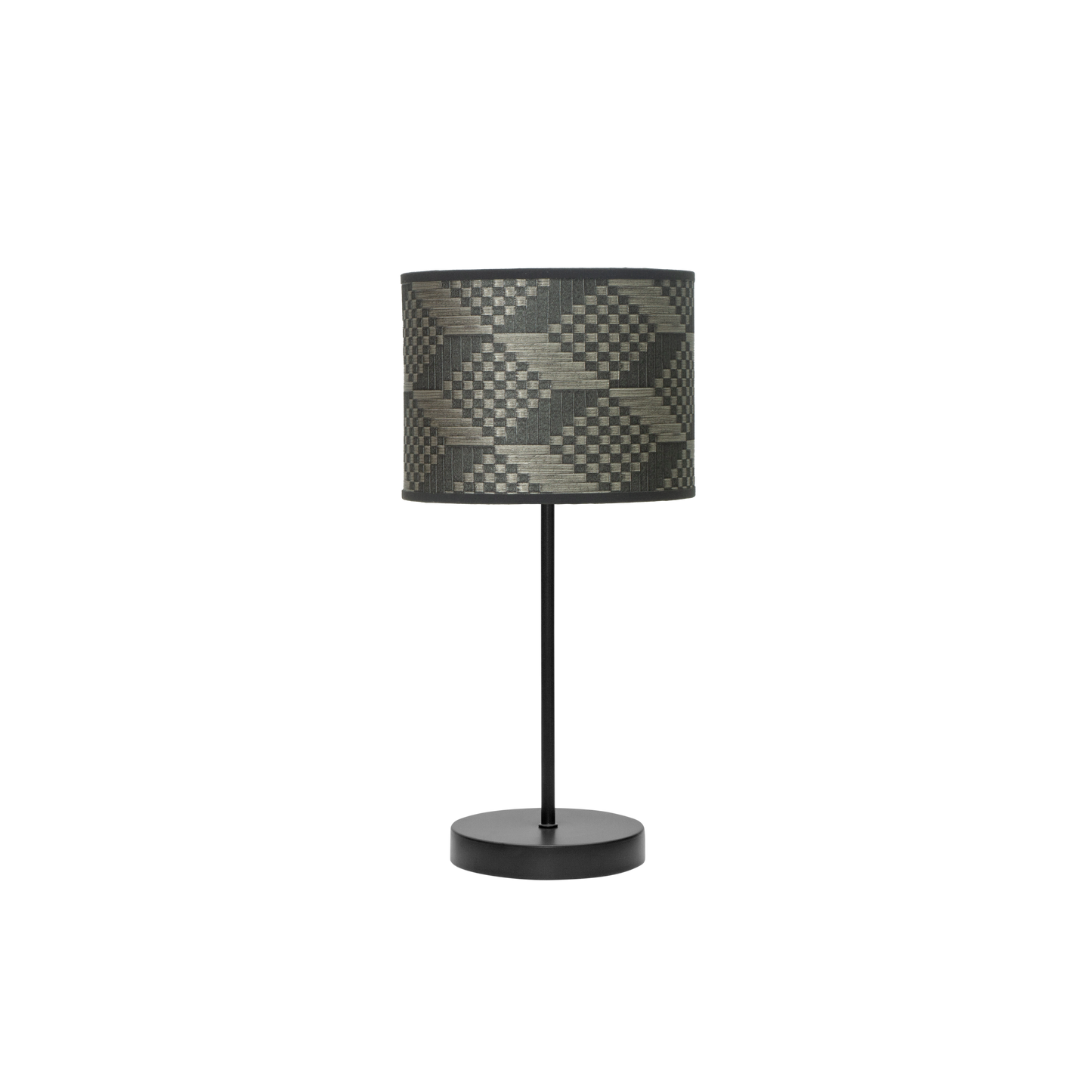 Lámpara fabricada en metal color negro y textil gris Fabrilamp