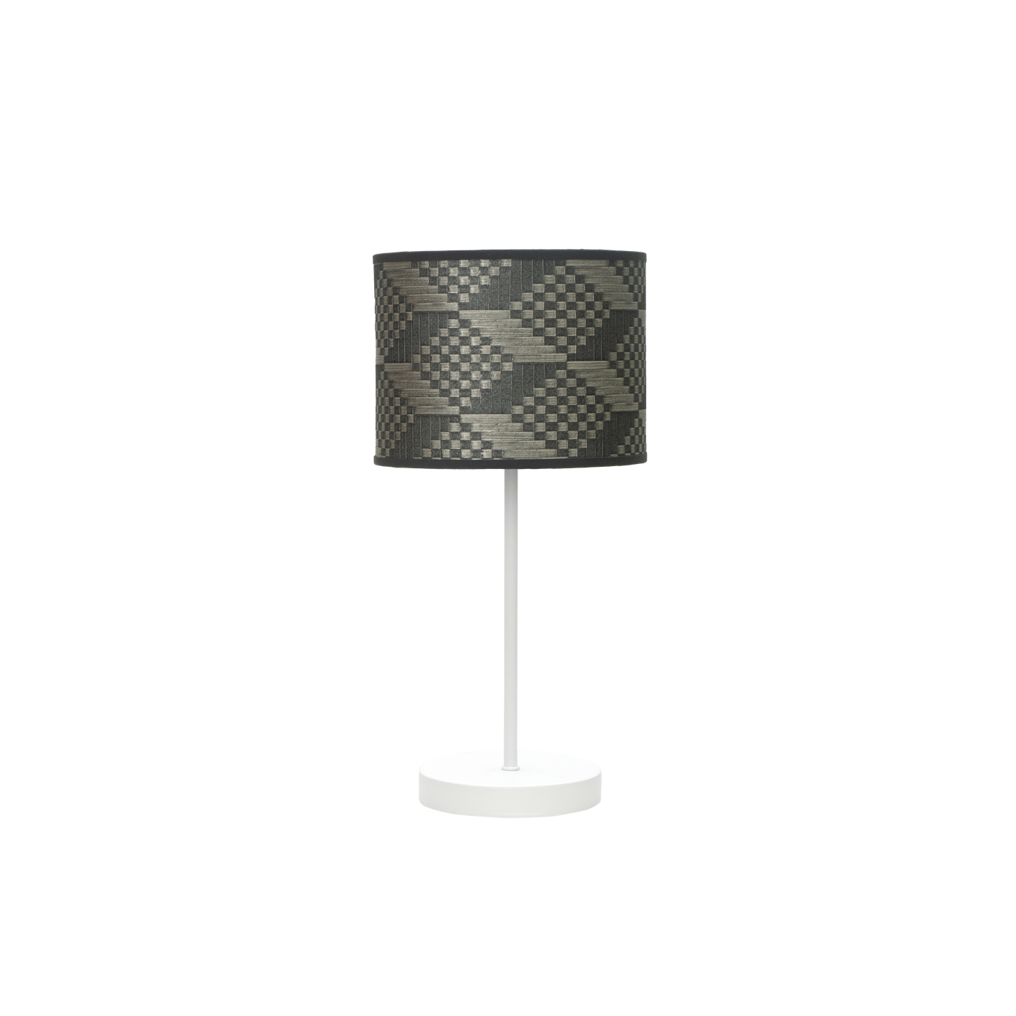 Sobremesa Moda fabricada en metal color blanco con pantalla textil gris