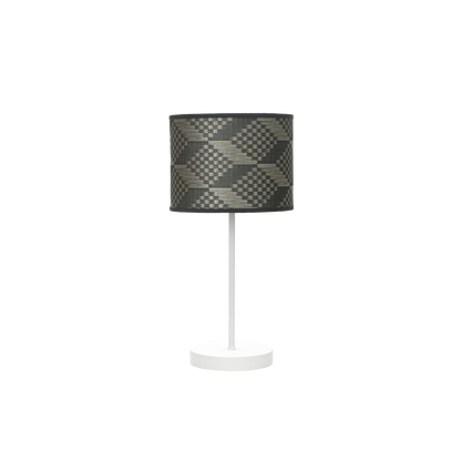 Sobremesa Moda fabricada en metal color blanco con pantalla textil gris