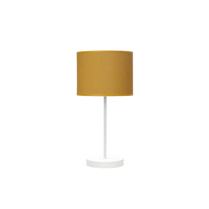 Lámpara hecha en metal y textil, color blanco y amarillo