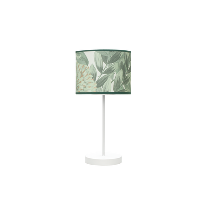 Lámpara de mesa Moda fabricada en metal color blanco con pantalla textil verde