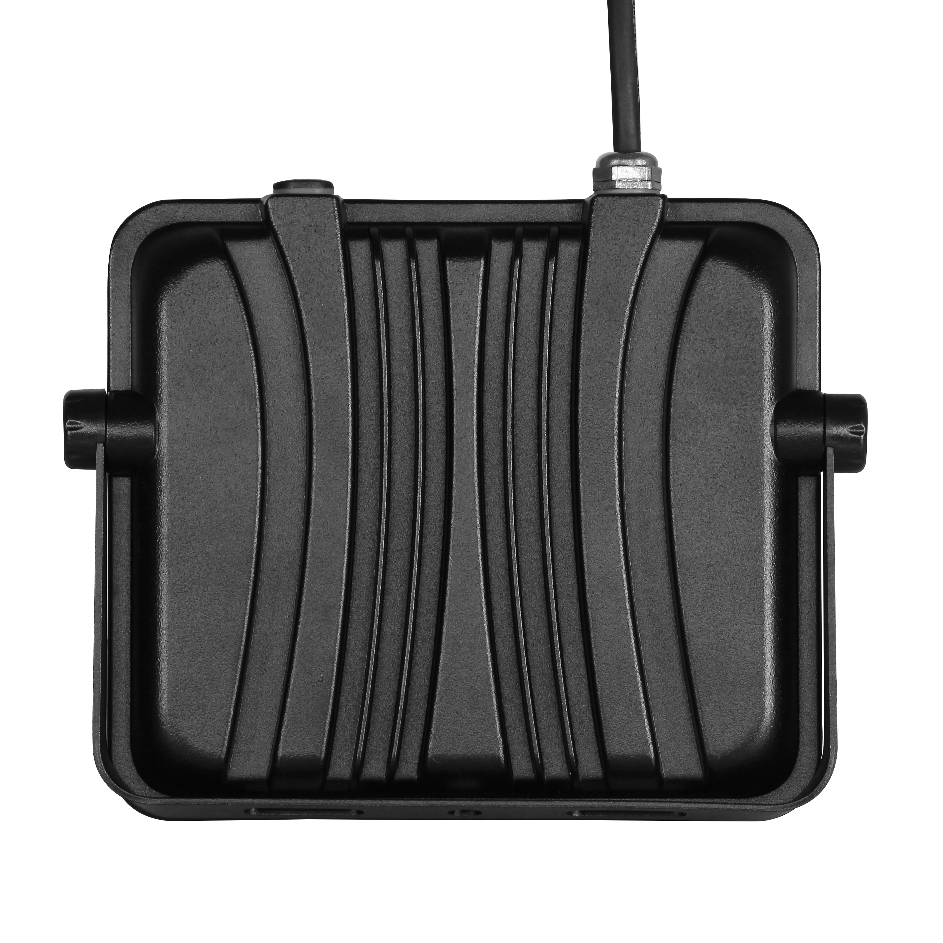 Proyector LED Destello 30W Fabrilamp, vista frontal, blanco y negro, IP65.