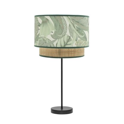 Lámpara de noche CONGO fabricada en metal y textil color negro y verde natural