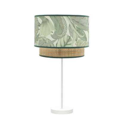 Sobremesa Congo fabricada en metal y textil color blanco y hoja verde natural