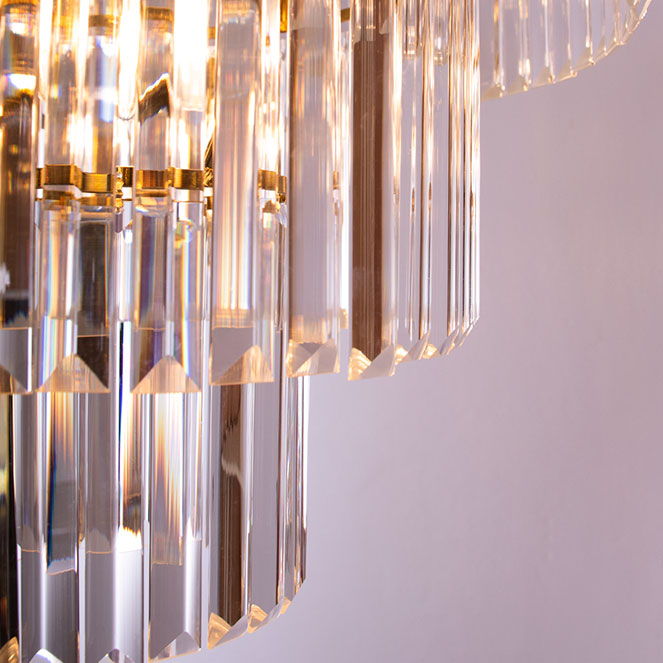 Lámpara de Techo OLFUS 53,5 cm Cristal Transparente y Dorado LUMIT Interlusa encendida con proyección de luz y ambiente | LuzGurú
