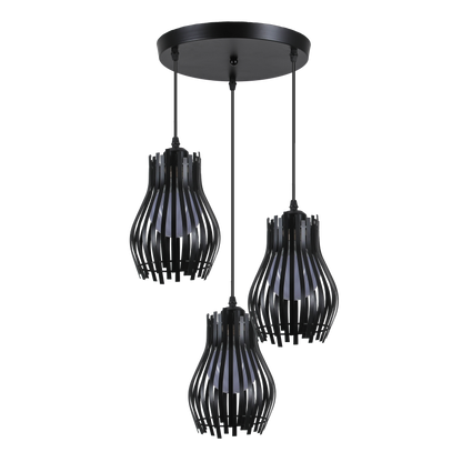 Plafón Ragusa fabricado en metal color negro, lámpara colgante estilo industrial vintage
