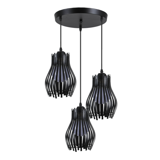 Plafón Ragusa fabricado en metal color negro, lámpara colgante estilo industrial vintage