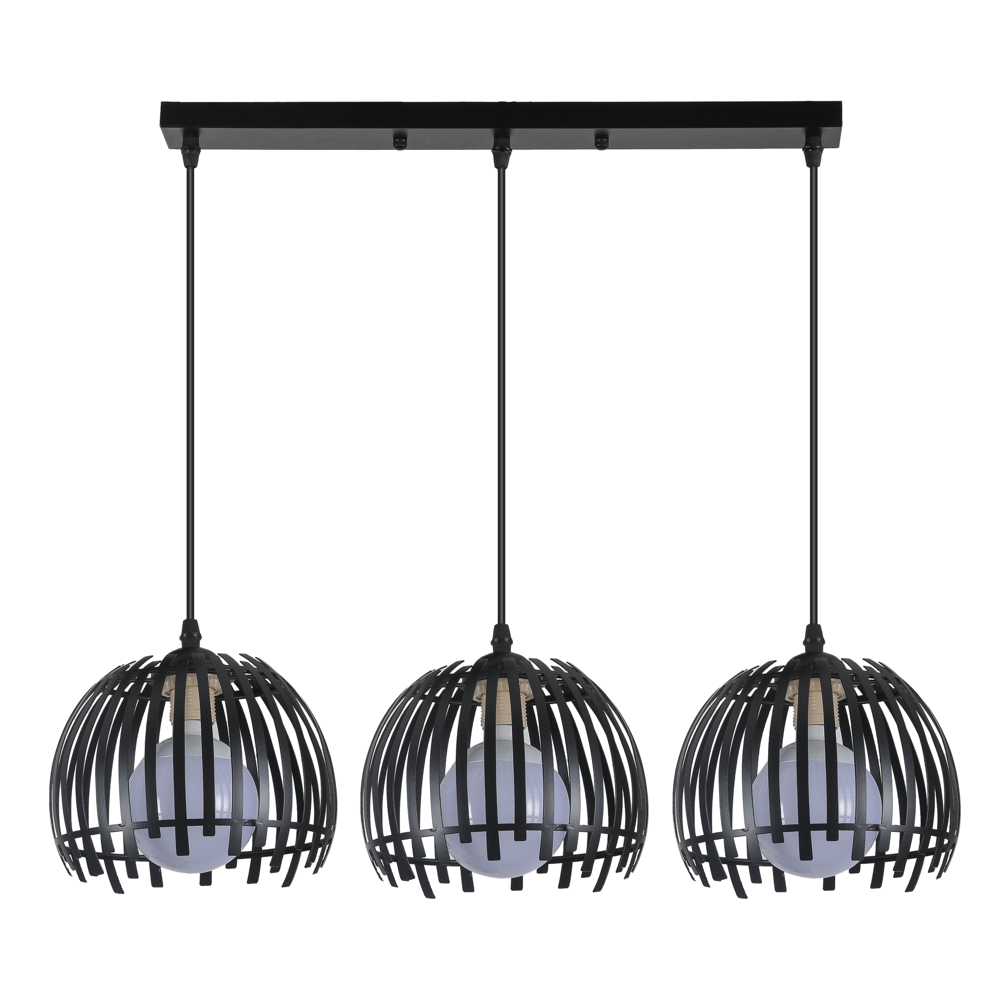 Lámpara colgante Latina fabricada en metal color negro, estilo industrial