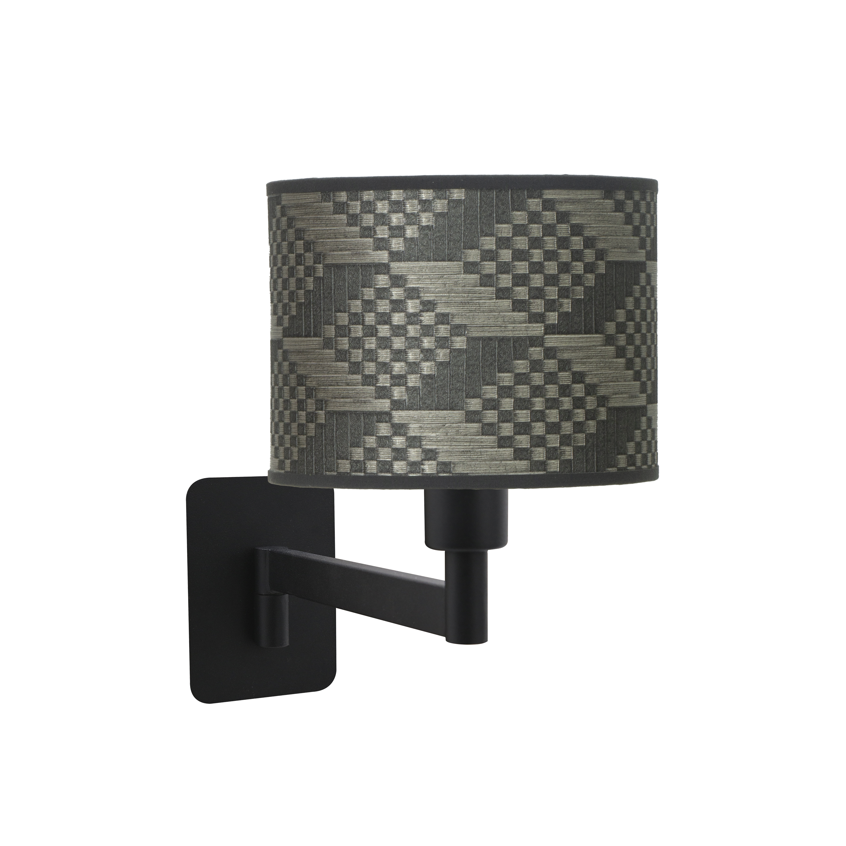 Aplique abatible Moda de Fabrilamp, color negro y pantalla gris Tetris, ideal para iluminación moderna.