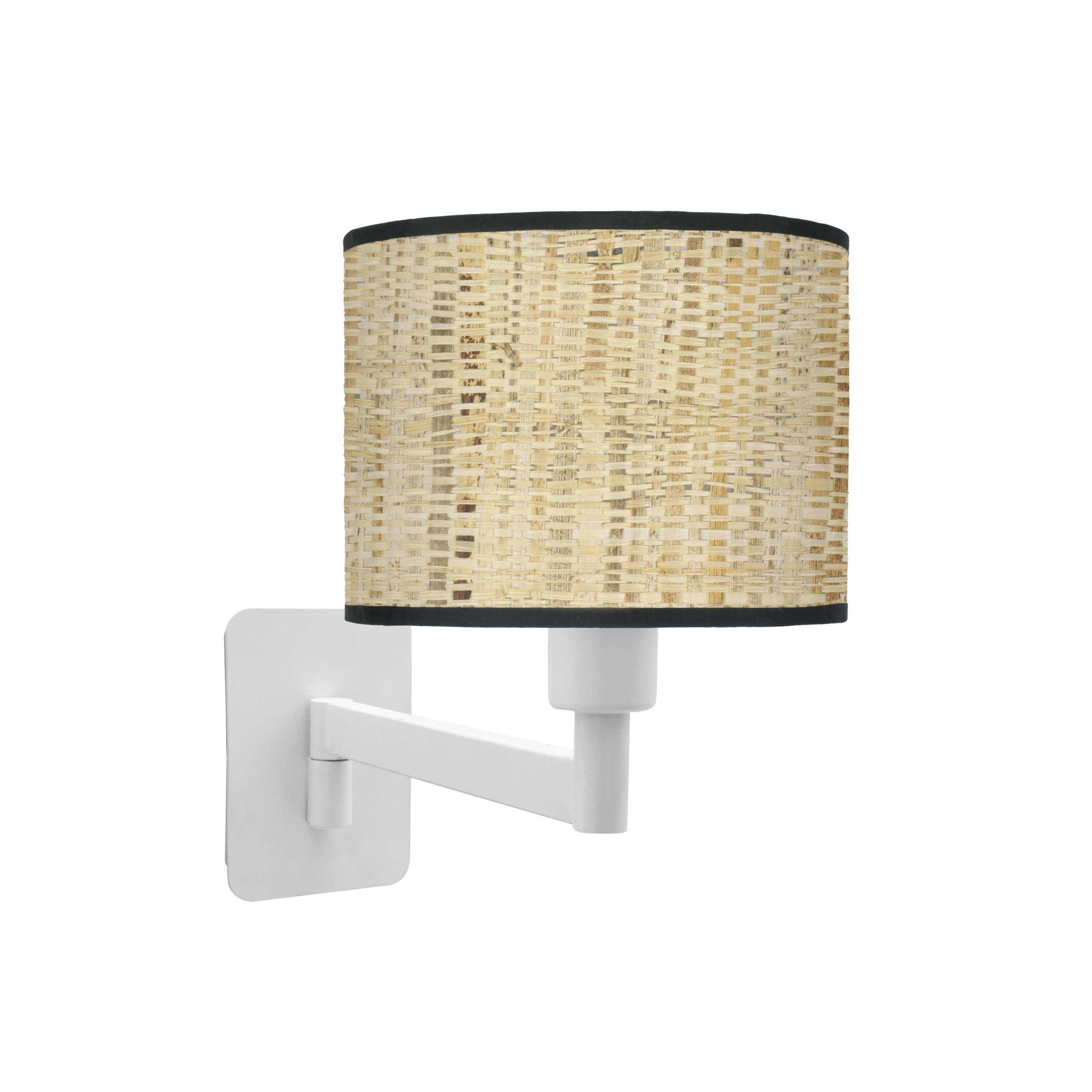 Aplique abatible Moda 1xe14 Blanco/Cañizo Oscuro de Fabrilamp, vista frontal.