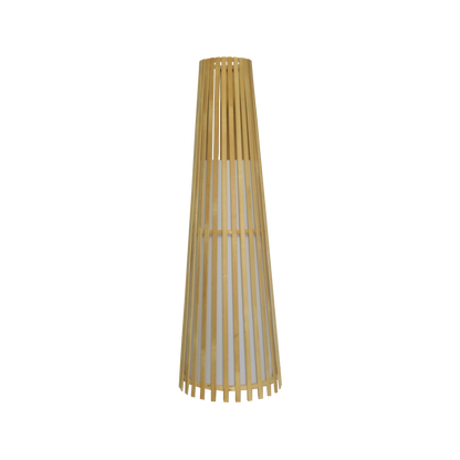 Lámpara de pie Kofi fabricada en bambú color natural, con pantalla de pergamino