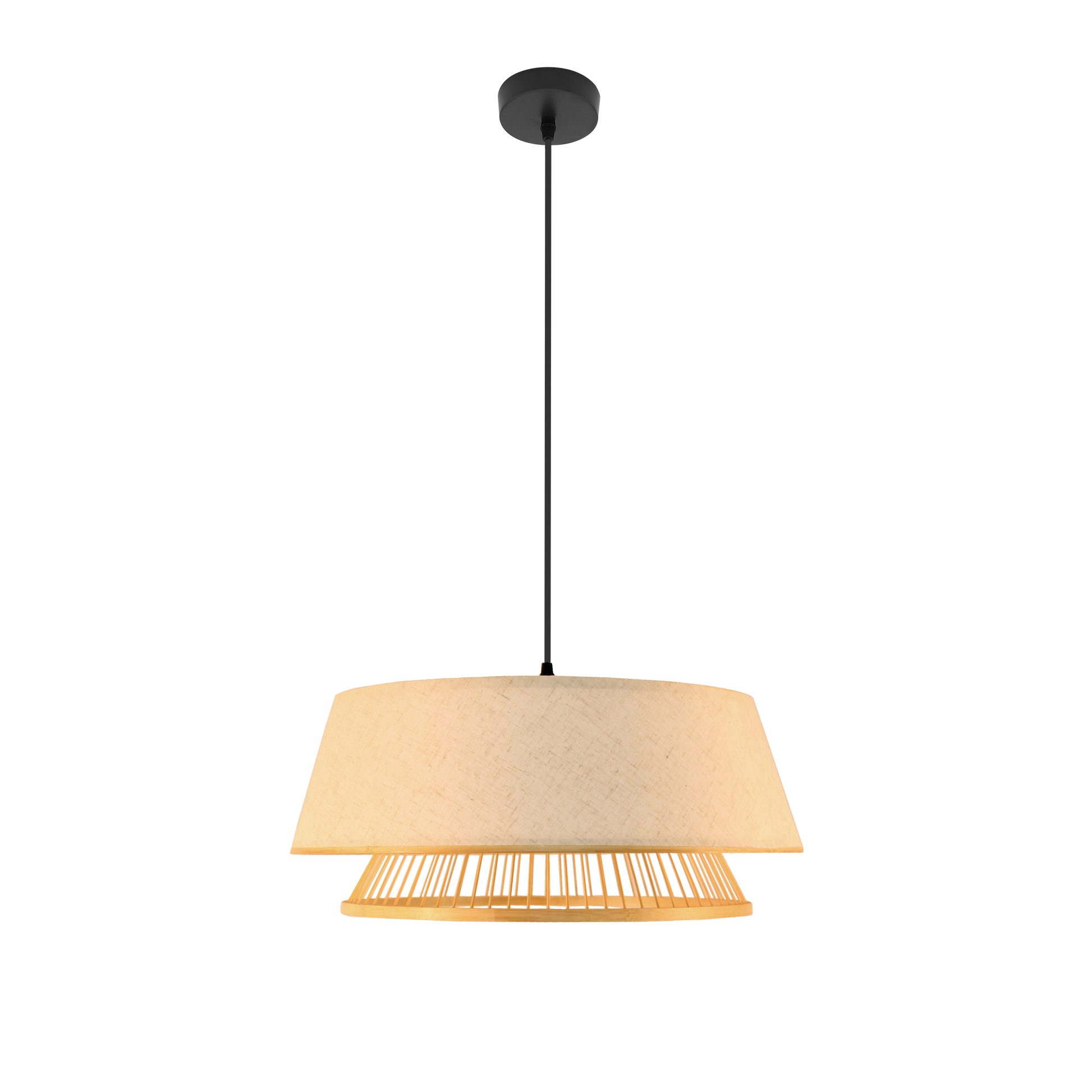 Lámpara colgante Taylor fabricada en metal y bambú color negro natural