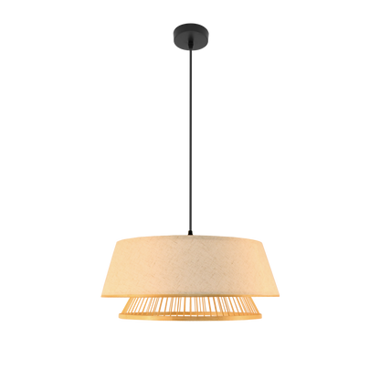 Lámpara colgante Taylor fabricada en metal y bambú color negro natural