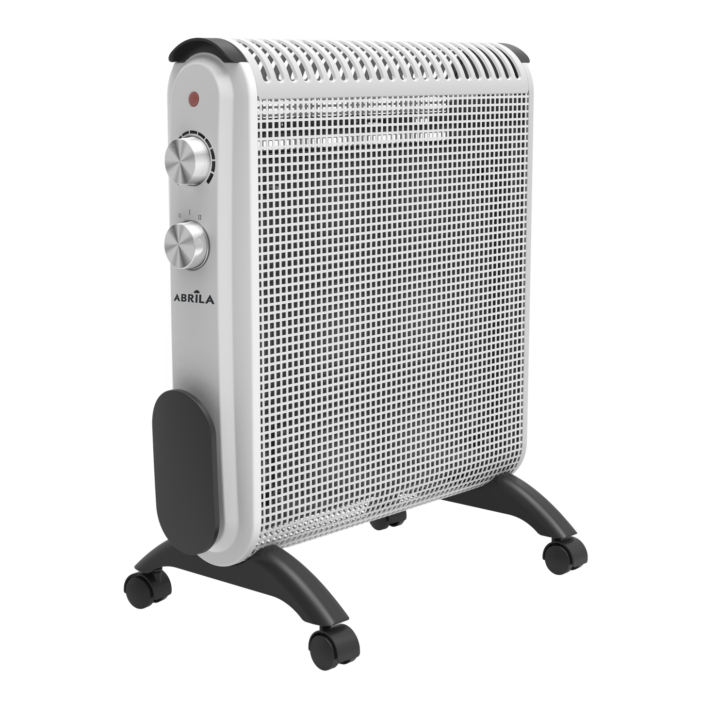 Radiador de Mica Condor 2000W de Fabrilamp, blanco y gris, con termostato y sistema antivuelco.