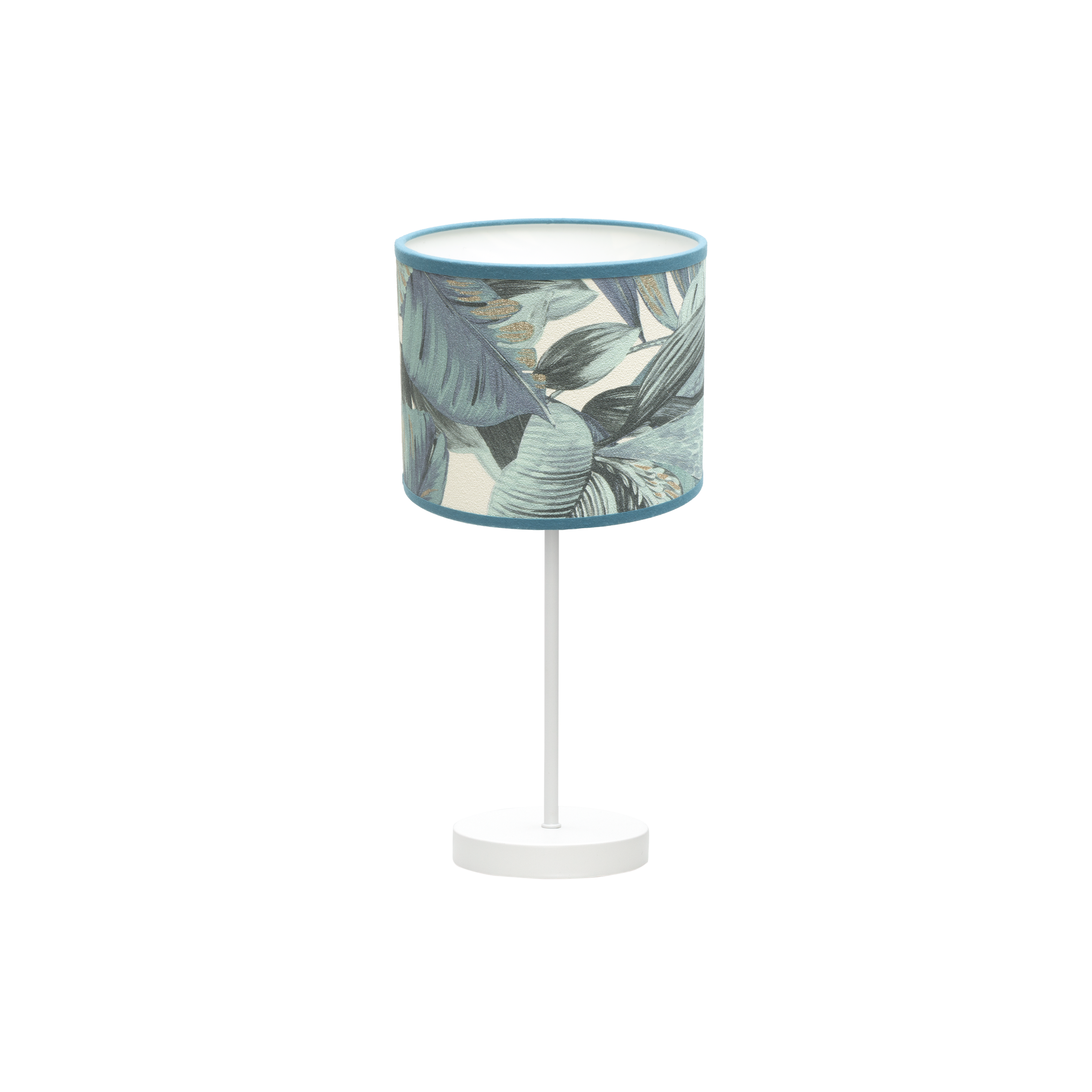 Sobremesa Argel 1xe14 Blanco/Hoja Azul 42x17x17 Cm - Fabrilamp - luzguru.com