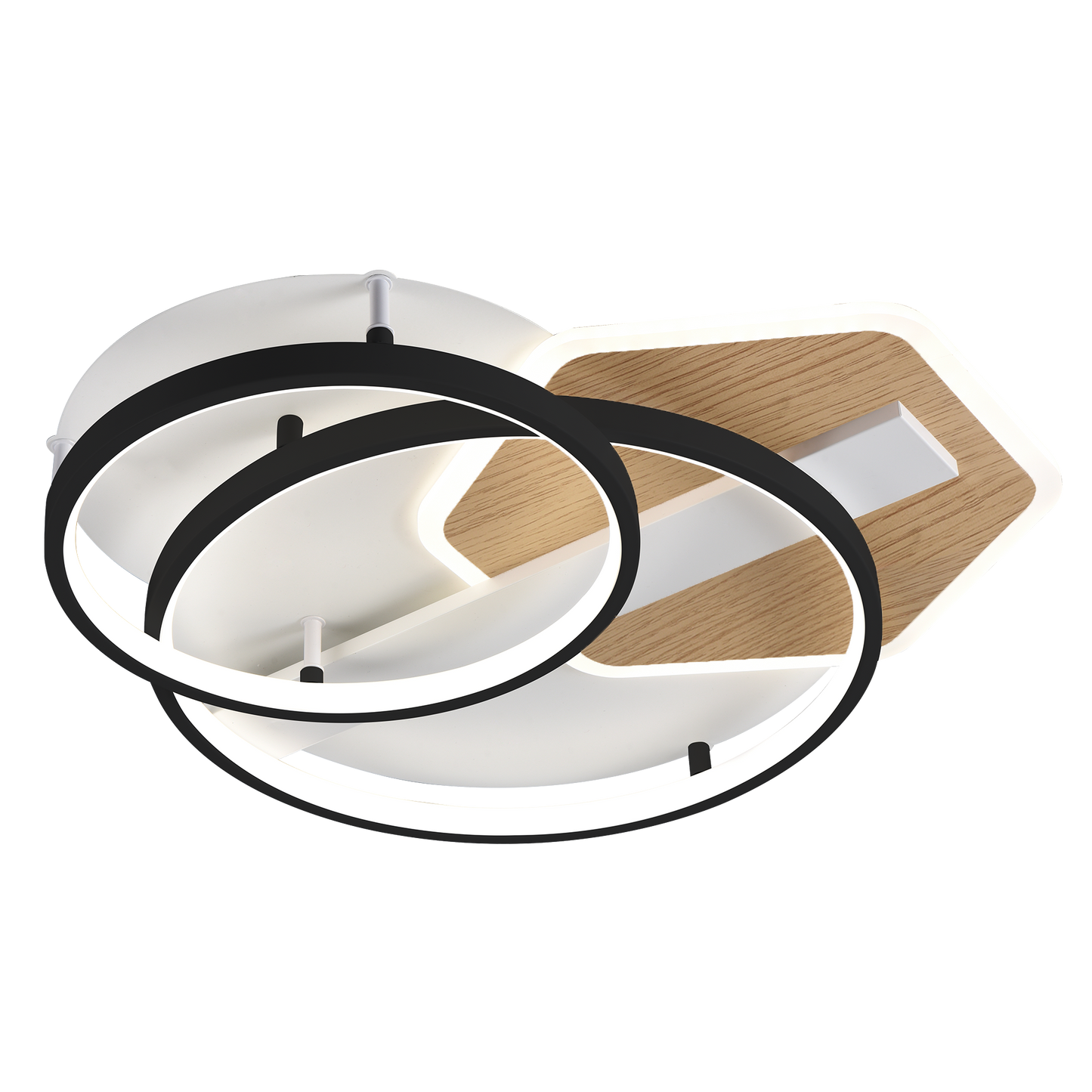 Plafón Trofa fabricado en metal y policarbonato color negro y madera