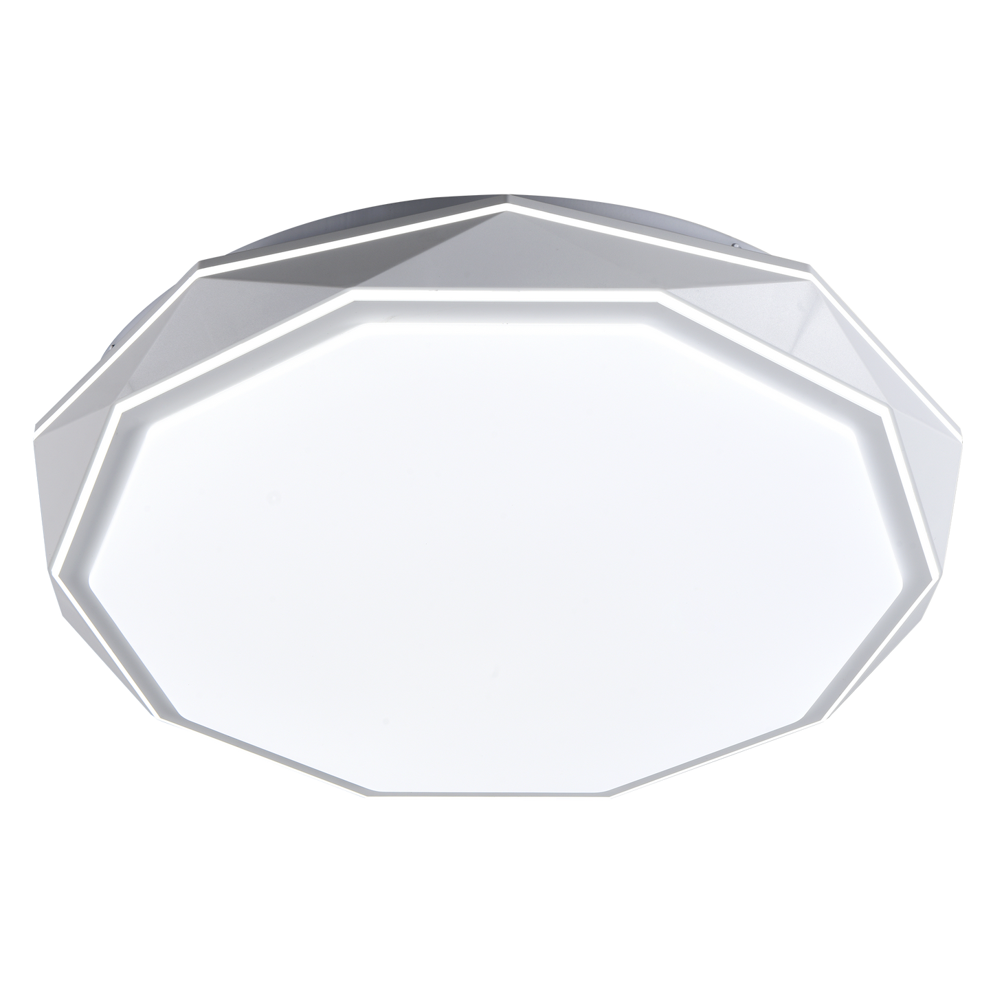 Plafón Odiel fabricado en metal color blanco, con luz LED de temperatura regulable