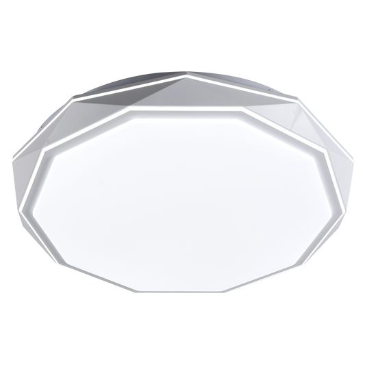 Plafón Odiel fabricado en metal color blanco, con luz LED de temperatura regulable
