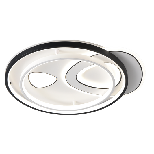 Lámpara de techo Evora fabricada en metal y policarbonato color negro y blanco