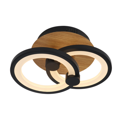 Plafón LED Sydney Negro y Madera Fabrilamp / Abrila con luz regulable