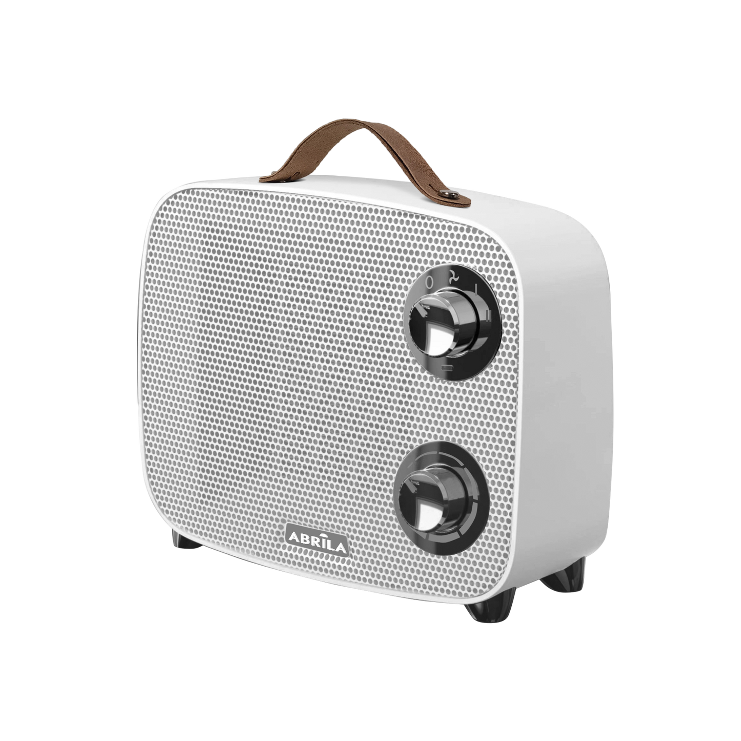 Termoventilador Cerámico Corcega 1500W Blanco/Cromo de Fabrilamp, vista frontal.