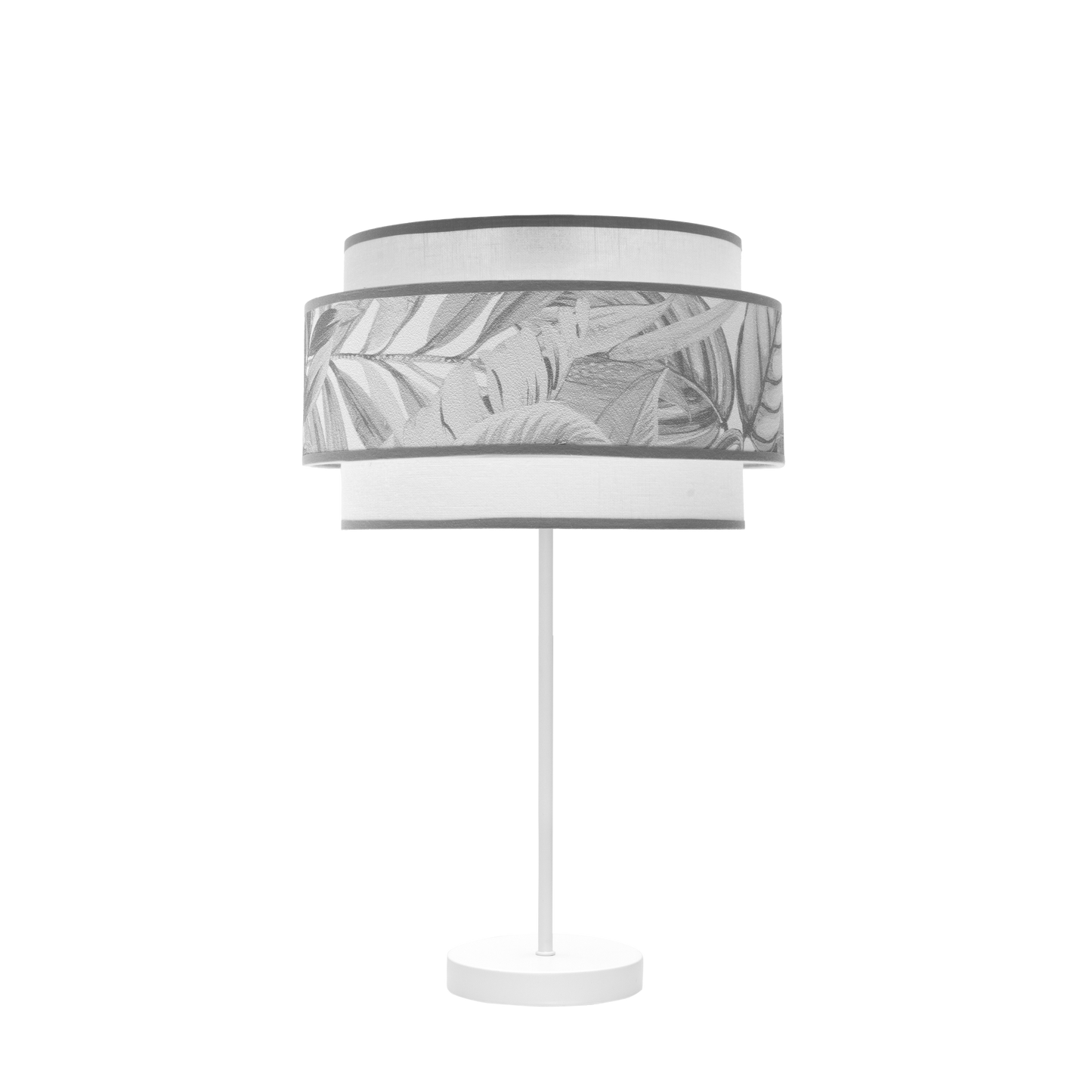 Sobremesa Camerun fabricada en metal y textil, color blanco y gris, ideal para salón