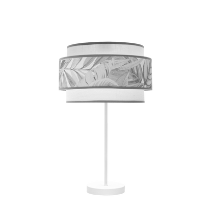 Sobremesa Camerun fabricada en metal y textil, color blanco y gris, ideal para salón