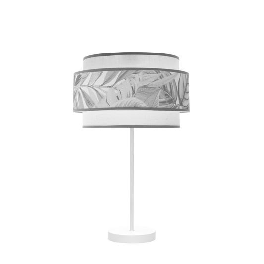 Sobremesa Camerun fabricada en metal y textil, color blanco y gris, ideal para salón