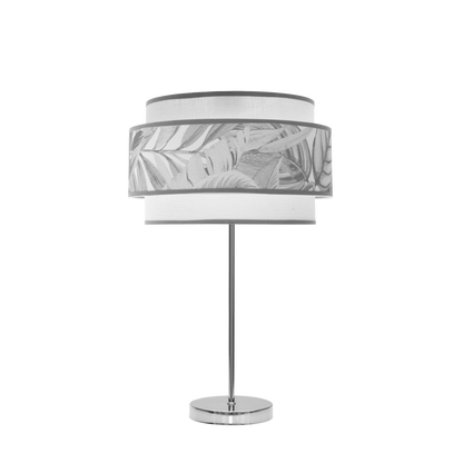 Sobremesa Camerun fabricada en Metal color Cromo con pantalla Textil Blanco y Gris