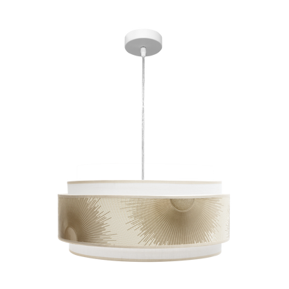 Lámpara Nepal fabricada en metal color blanco y oro, ideal para salones