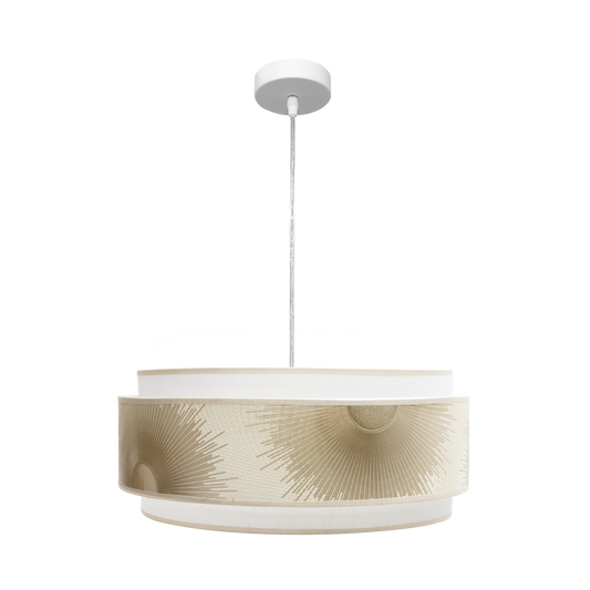 Lámpara Nepal fabricada en metal color blanco y oro, ideal para salones