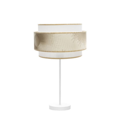 Lámpara Nepal fabricada en metal y textil color blanco y oro