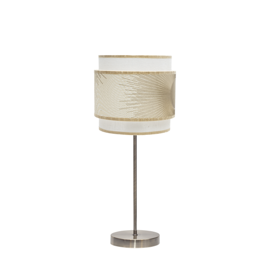 Sobremesa Nepal fabricada en Metal color Cuero y pantalla Blanco/Oro