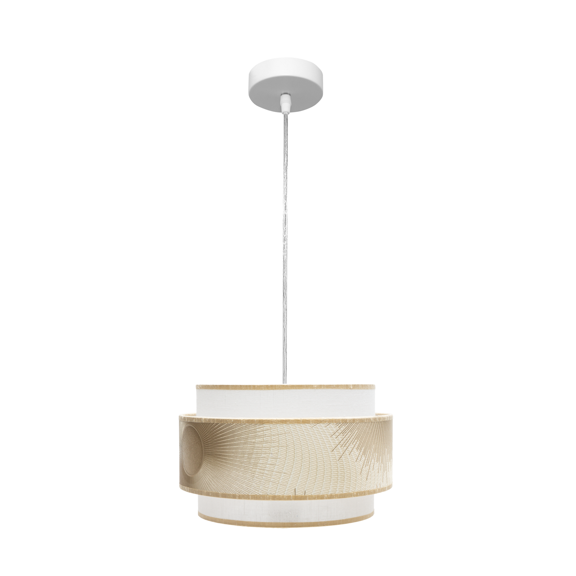 Lámpara colgante Nepal fabricada en metal color blanco y oro