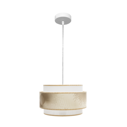 Lámpara colgante Nepal fabricada en metal color blanco y oro