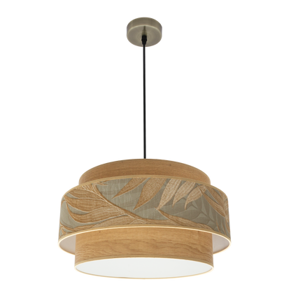 Colgante Samoa fabricado en Textil color Camel y Metal color Cuero
