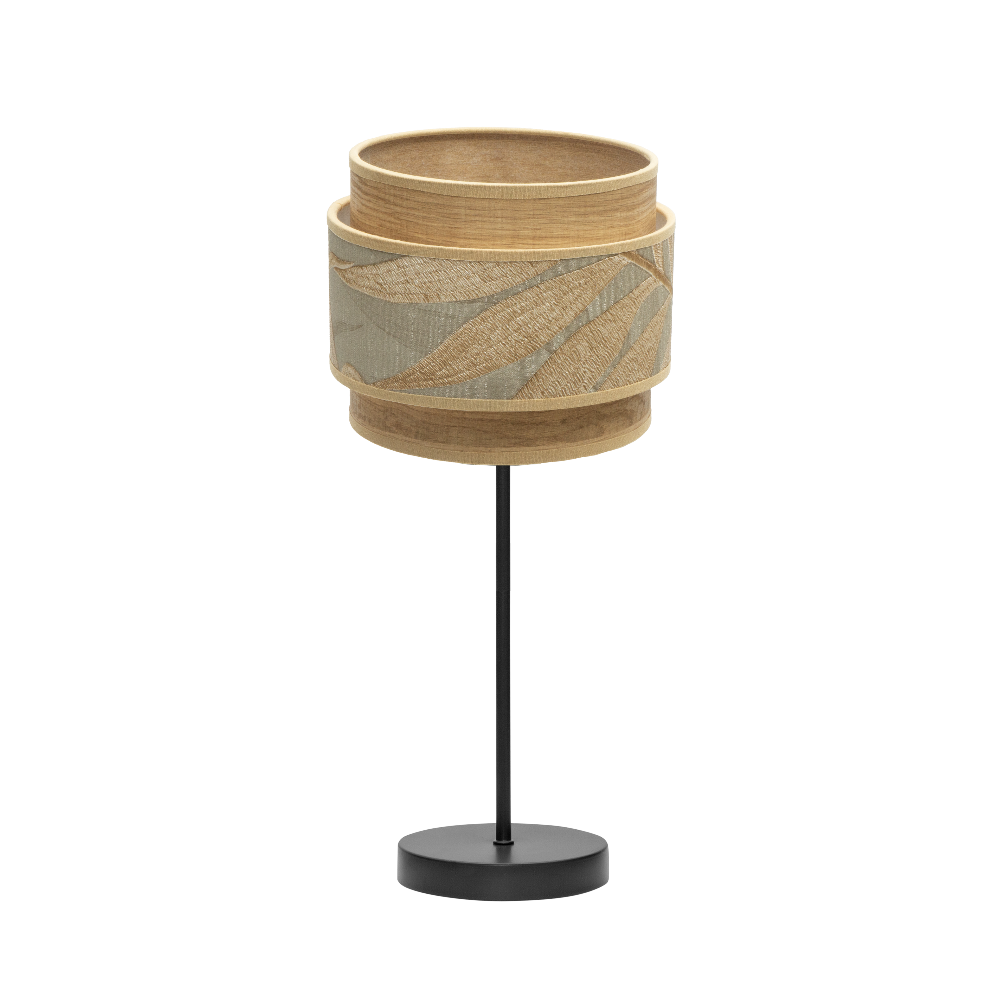 Sobremesa Samoa Negro/Camel, vista frontal, detalle de la pantalla textil.