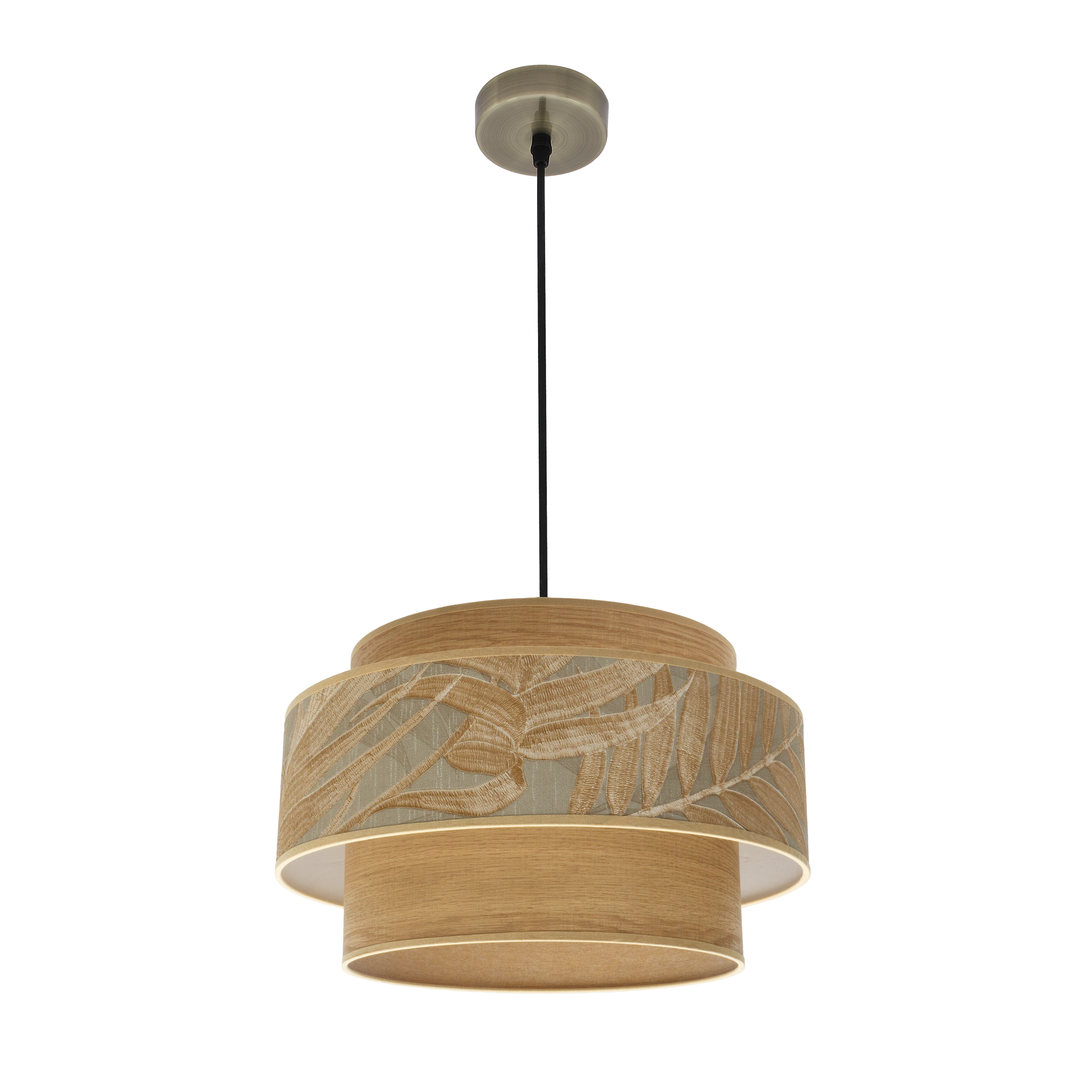 Colgante Samoa Cuero/Camel de Fabrilamp, vista general. Iluminación moderna y elegante para tu hogar.