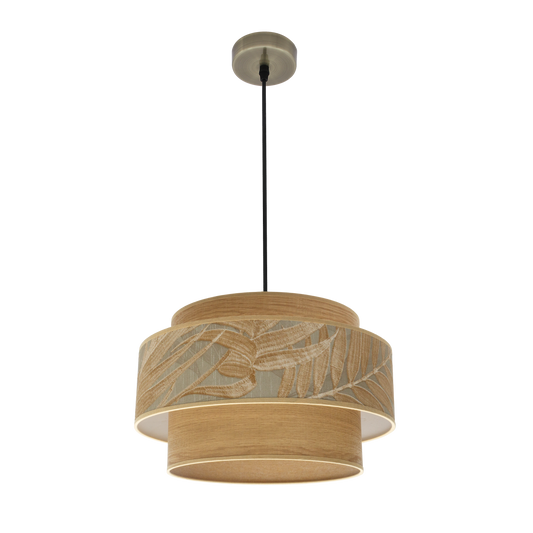 Colgante Samoa Cuero/Camel de Fabrilamp, vista general. Iluminación moderna y elegante para tu hogar.