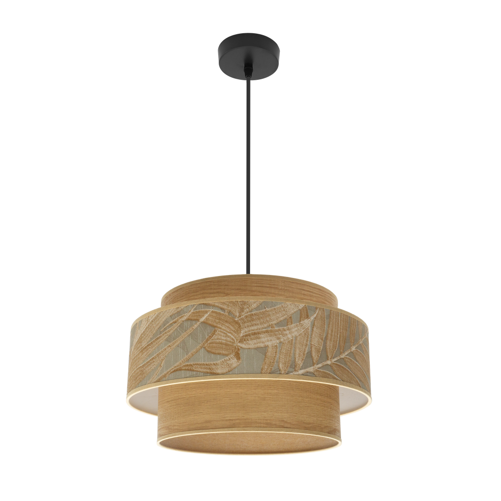 Colgante Samoa Negro/Camel de Fabrilamp, diseño moderno y elegante para tu hogar. Disponible en luzguru.com