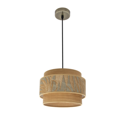 Colgante Samoa fabricado en Metal y Textil color Camel, ideal para iluminación decorativa
